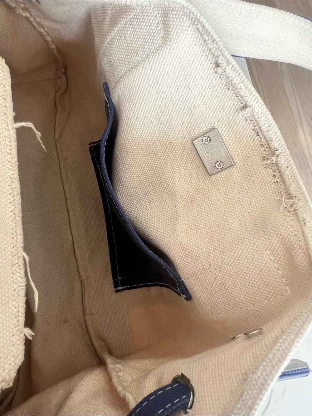 Sunwin Canvas Tote with Navy Pocket Accents - Picture 5 of 15